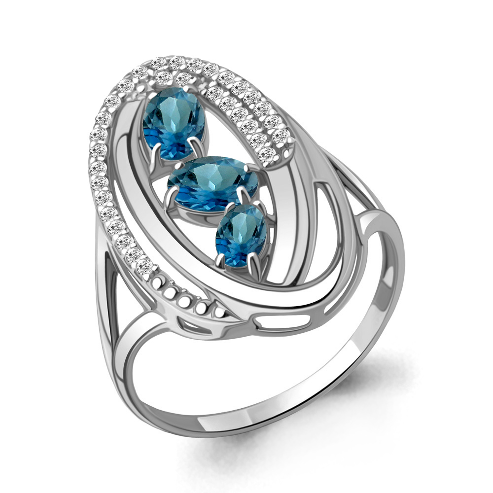

Кольцо из серебра с топазом\фианитом Aquamarine Aquamarine 6970208А_925_р р. 19, 6970208А_925_р