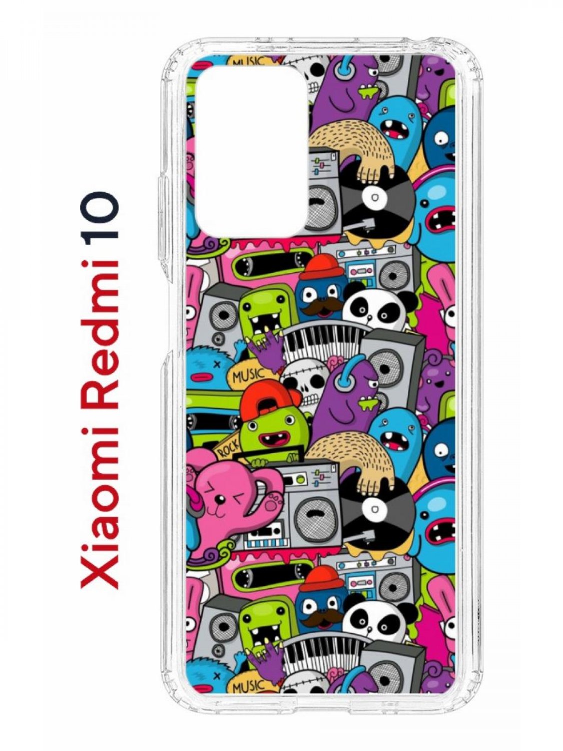 фото Чехол на xiaomi redmi 10/10 prime kruche print monsters music,противоударный бампер кruче