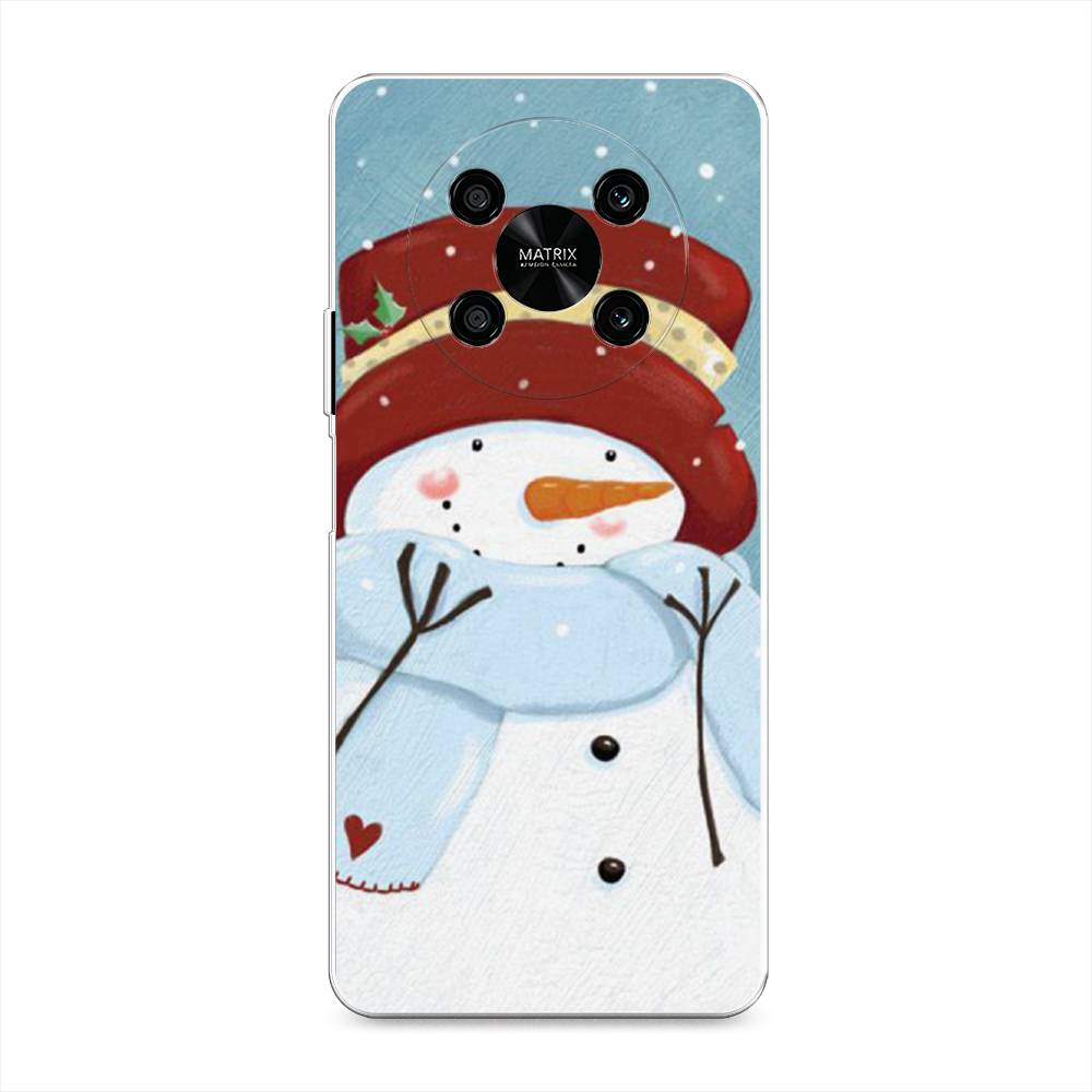 

Чехол на Honor X9 4G "Застенчивый снеговик", Голубой;белый;красный, 6108150-5