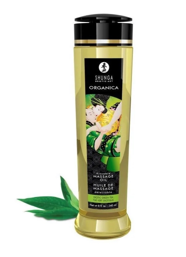 Массажное масло Organica с ароматом зеленого чая - 240 мл. shunga масло интимное массажное сливочный любовный латте 100