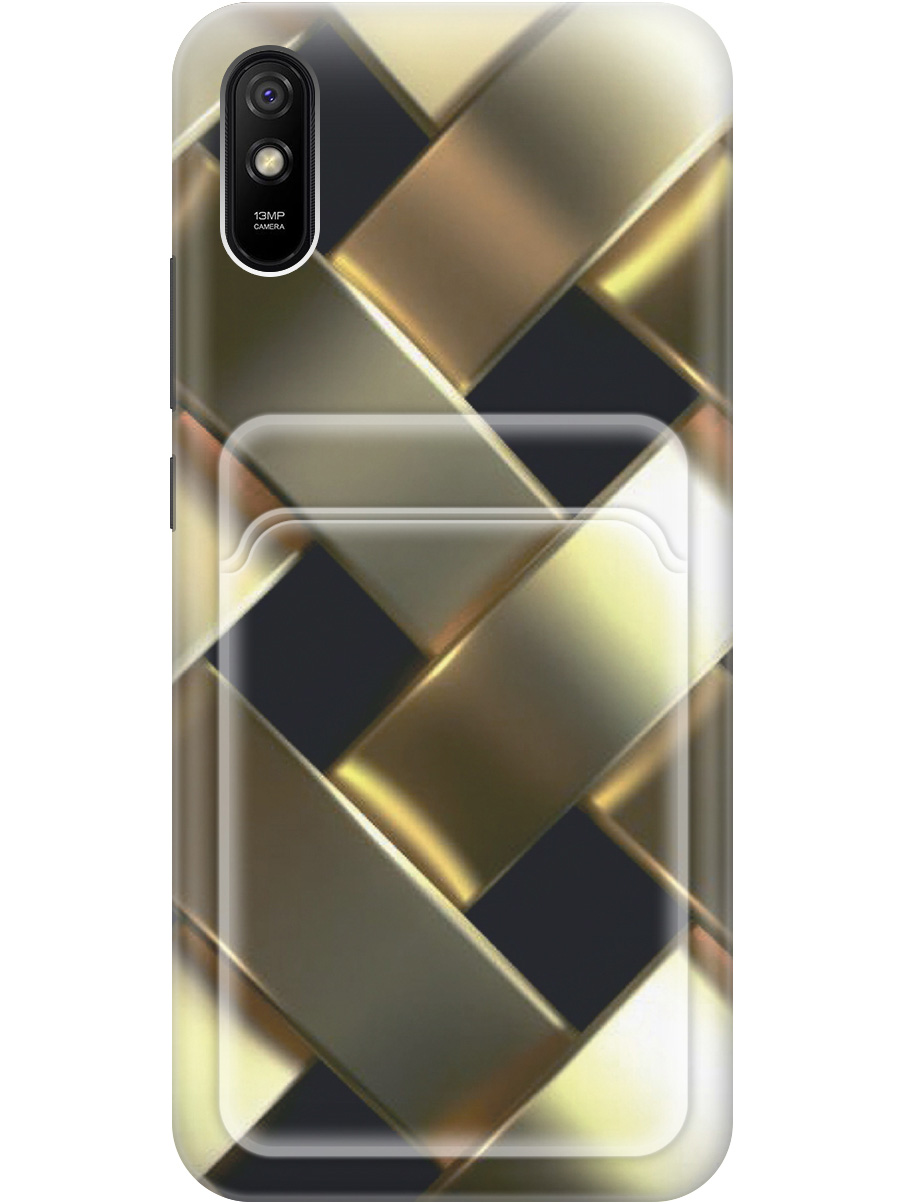 

Силиконовый чехол на Xiaomi Redmi 9A с рисунком "Золотистое плетение", Золотистый;черный, 20012020