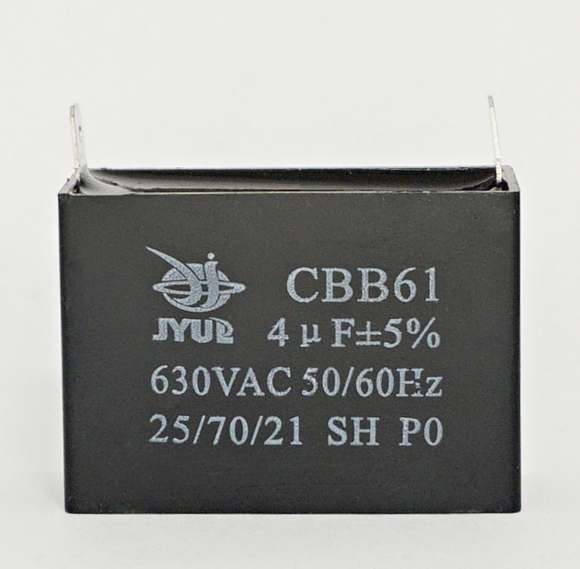 

4 мкф 630В 5% 47*18*33 с клеммами CBB-61 Конденсатор пусковой, 4мкФ/630В клем