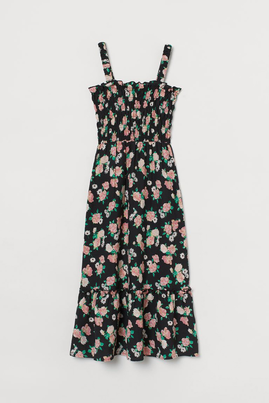 

Платье H&M для женщин, чёрное, разноцветное, размер S, 938424002, Черный, 938424