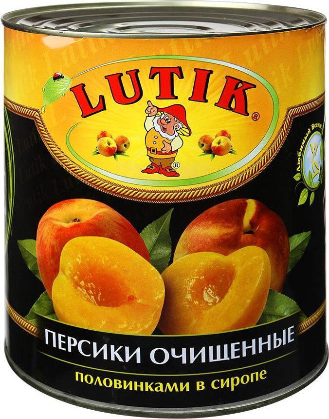 Персики Lutik половинками в сиропе очищенные