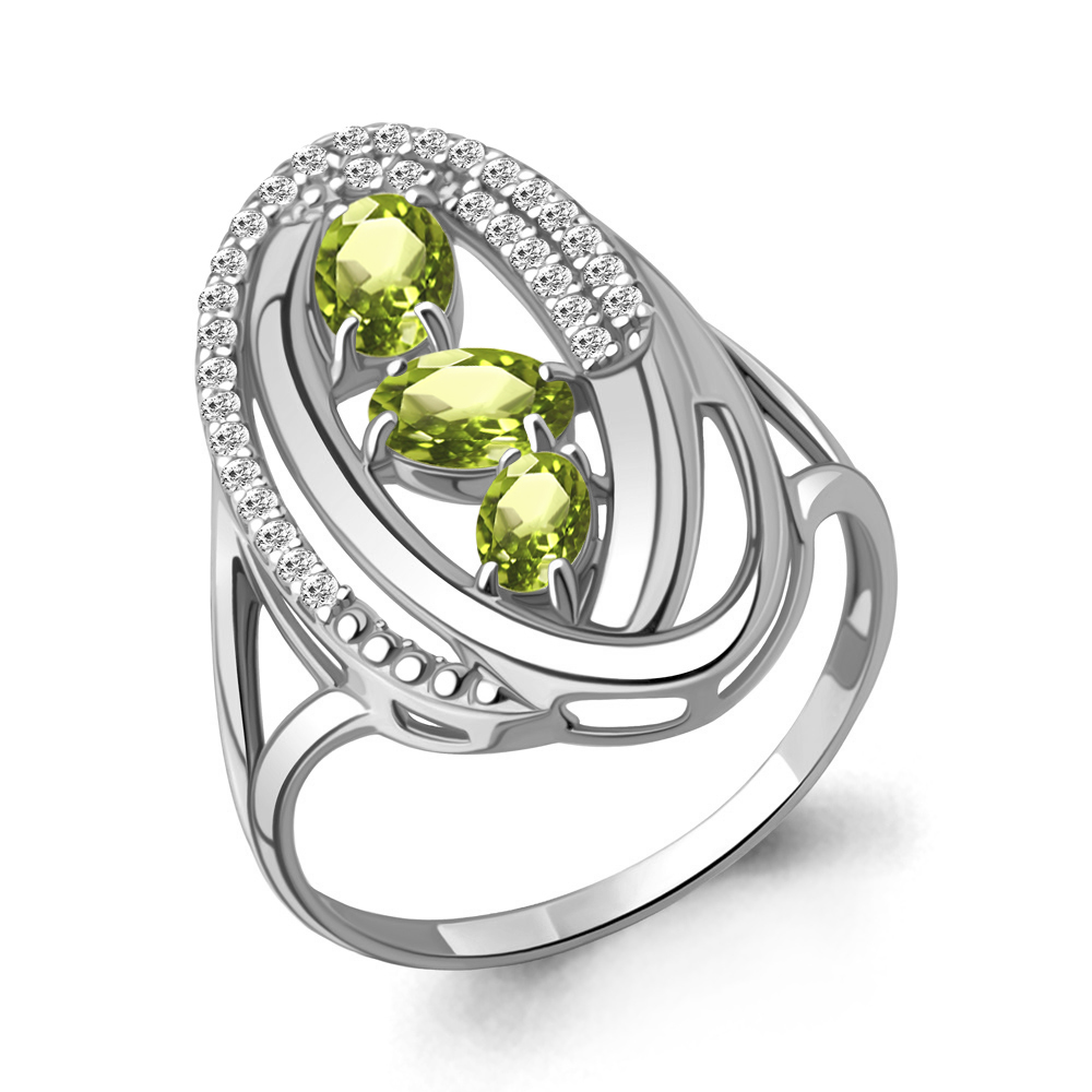 

Кольцо из серебра с хризолитом\фианитом Aquamarine Aquamarine 6970207А_925_р р. 18,5, 6970207А_925_р