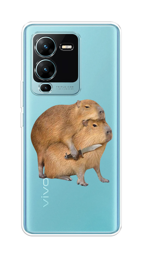 

Чехол на Vivo V25 Pro 5G "Капибара с ножом", Бежевый, 267450-1