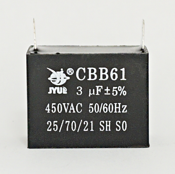 

3 мкф 450В 5% 38*20*30 с клеммами CBB-61 Конденсатор пусковой, 3мкФ/450В клем