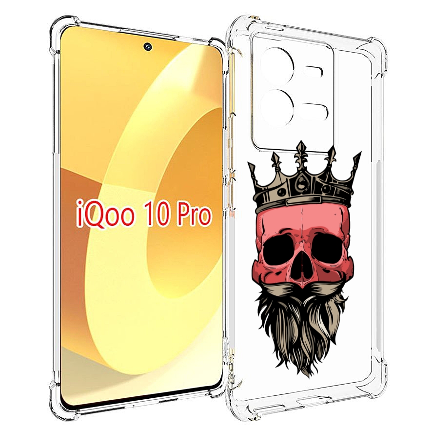 

Чехол MyPads бородатый красный череп мужской для Vivo iQOO 10 Pro, Прозрачный, Tocco
