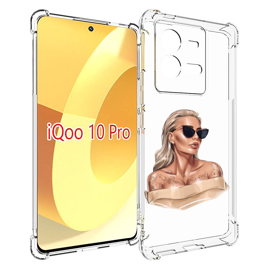 Чехол MyPads блондинка-в-очках женский для Vivo iQOO 10 Pro