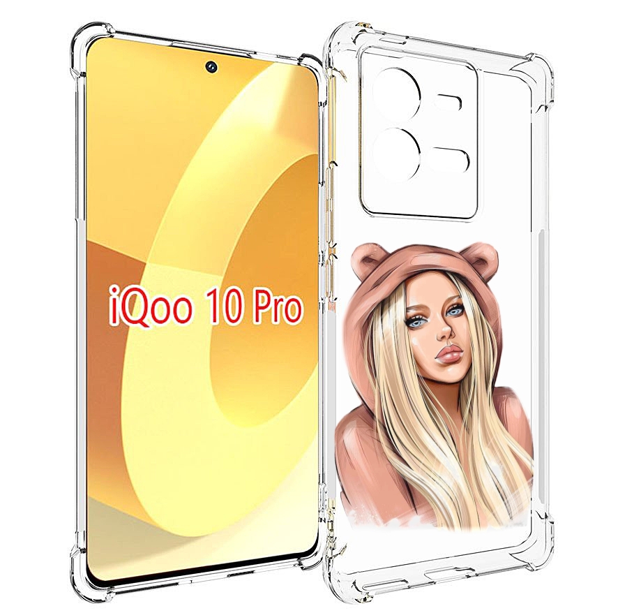 

Чехол MyPads блондинка-в-капюшоне женский для Vivo iQOO 10 Pro, Прозрачный, Tocco