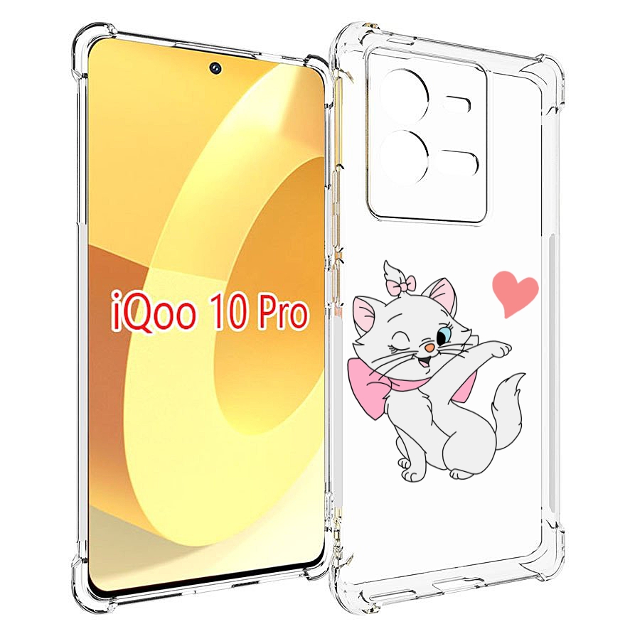 

Чехол MyPads белая-кошечка-с-сердечком женский для Vivo iQOO 10 Pro, Прозрачный, Tocco