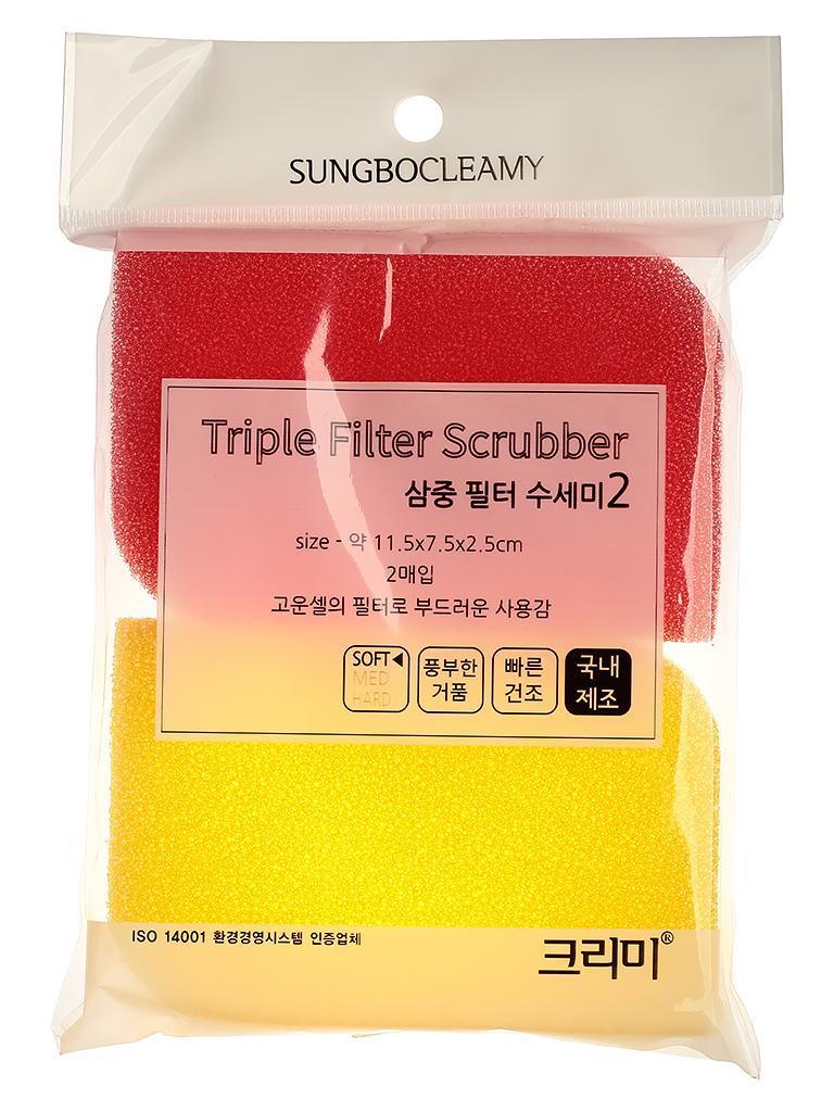 

Губки-скрабберы SB набор (11,5 х 7,5 х 2,5) triple filter scrubber 2PC 2шт, Разноцветный