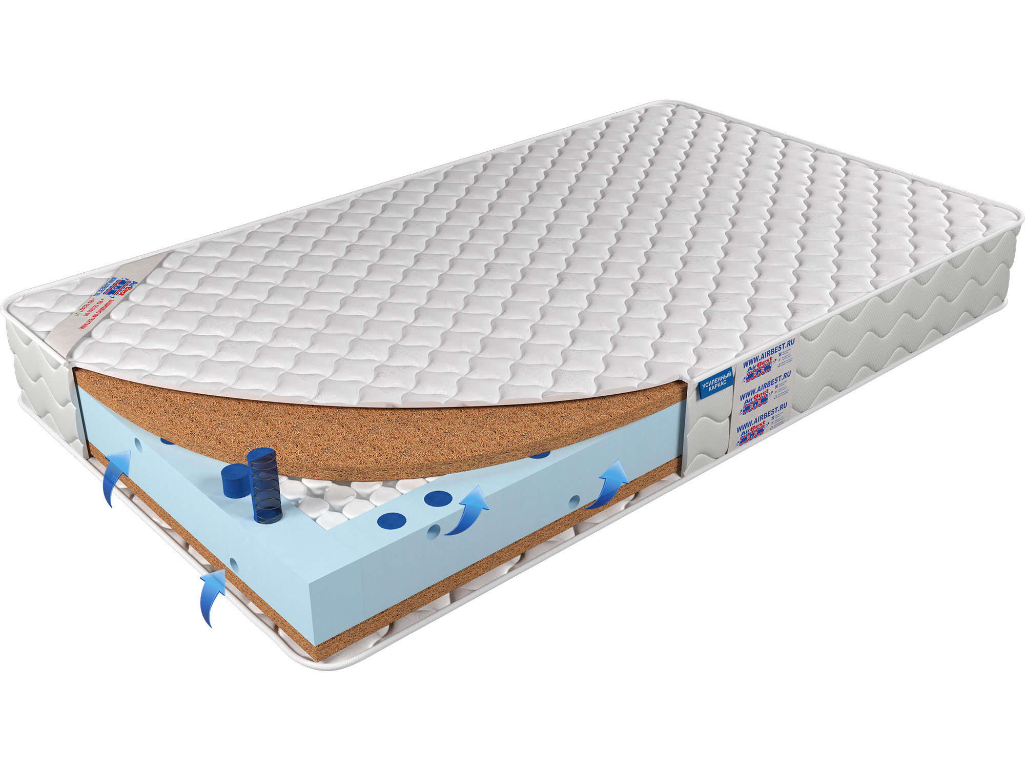 

Матрас Airbest Firm s1000 220x220x19, Белый, Матрас Airbest Firm s1000