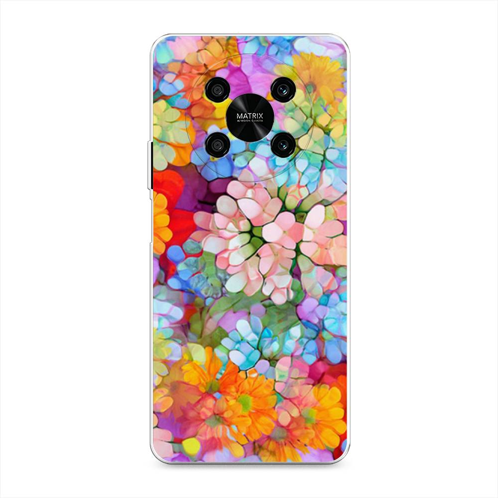 

Чехол на Honor X9 4G "Цветы витраж", Оранжевый;розовый;голубой, 6108150-3