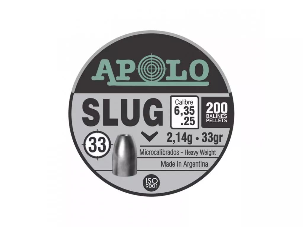 Пули пневматические Apolo Slug 6,35 мм 2,14 г, 200 штук