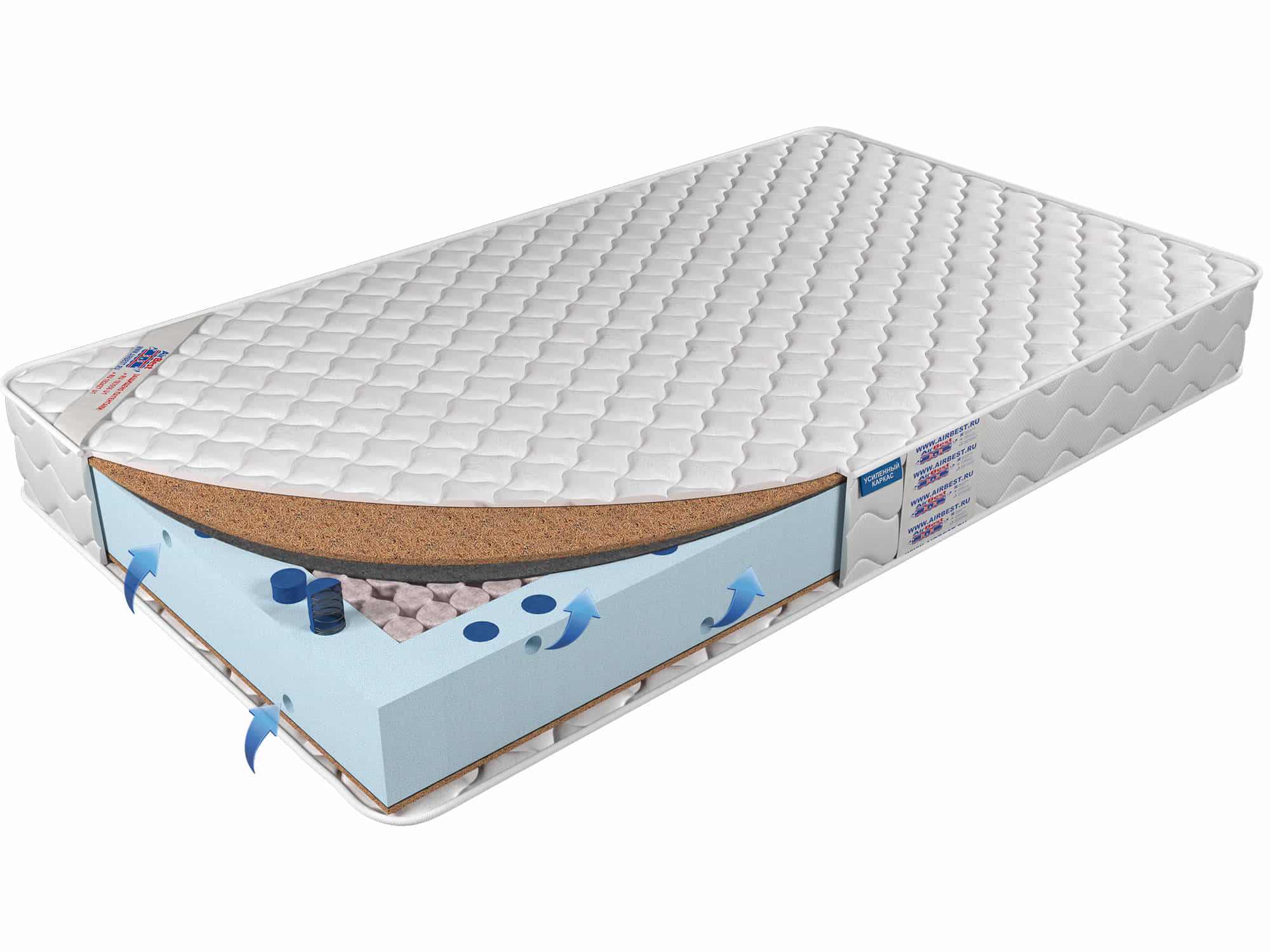 

Матрас Airbest Fila s1000 110x200x19, Белый, Матрас Airbest Fila s1000