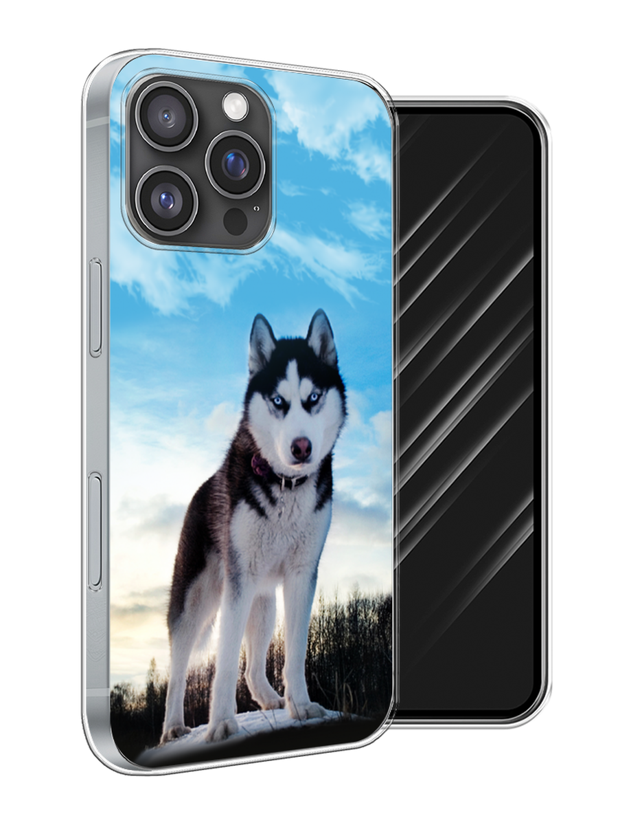 

Чехол Awog на Apple iPhone 16 Pro Max "Хаски 3", Белый;черный;голубой, 16350-1