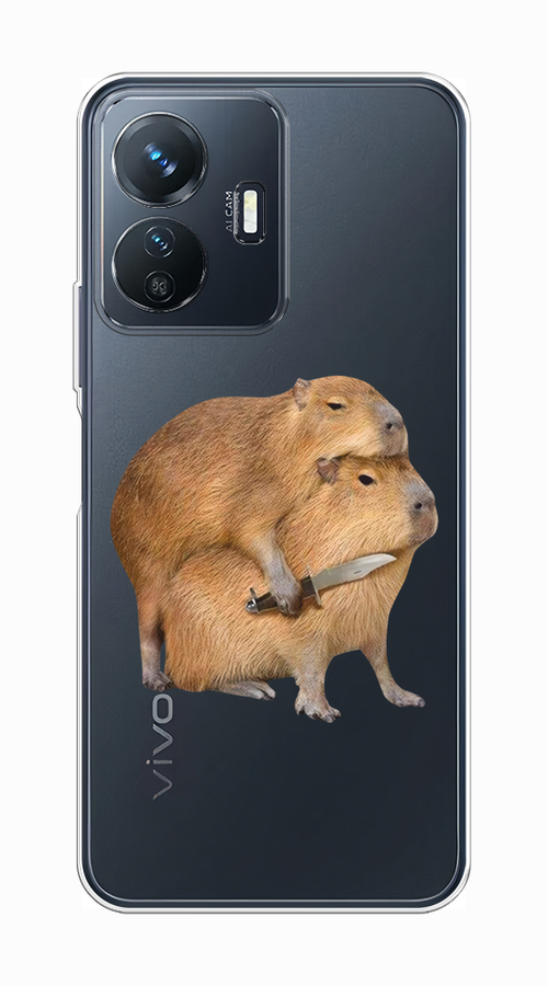 

Чехол на Vivo Y77e "Капибара с ножом", Бежевый, 267350-1