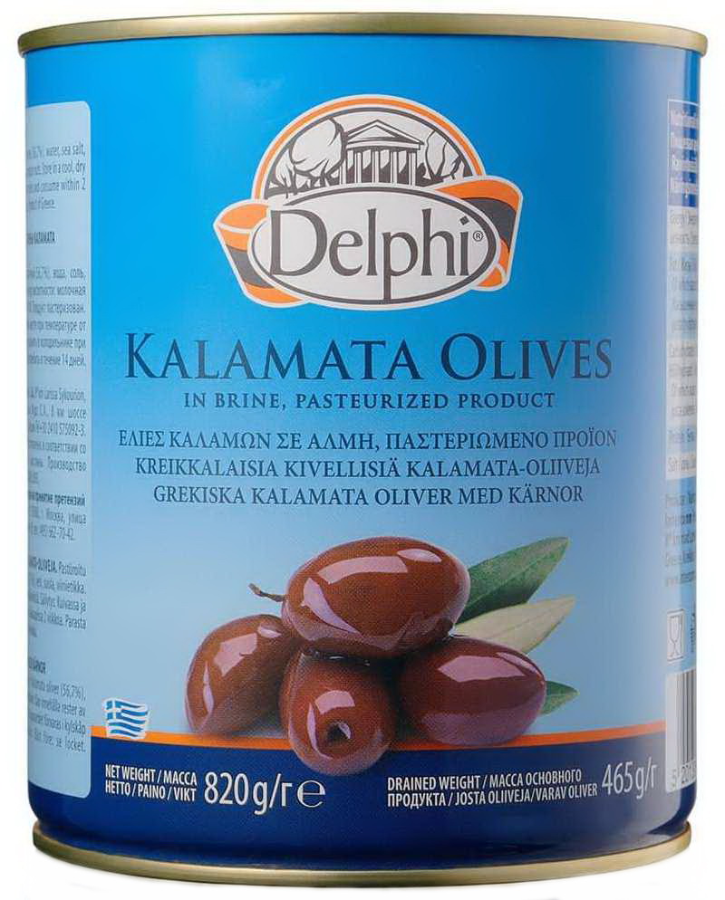 Маслины DELPHI Каламата с косточкой Colossal 121-140 820г 1131₽