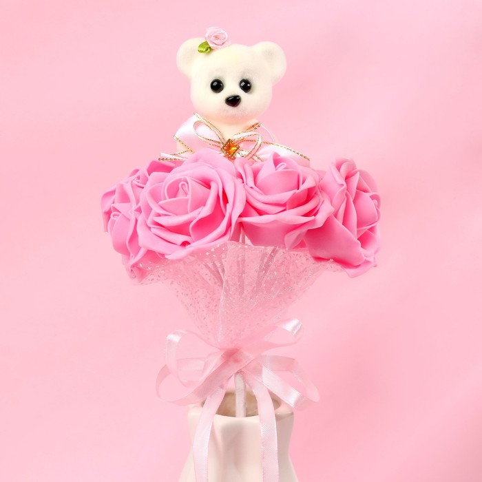 

Milo toys От всего сердца, с мишкой, 7 цветков, цвет розовый