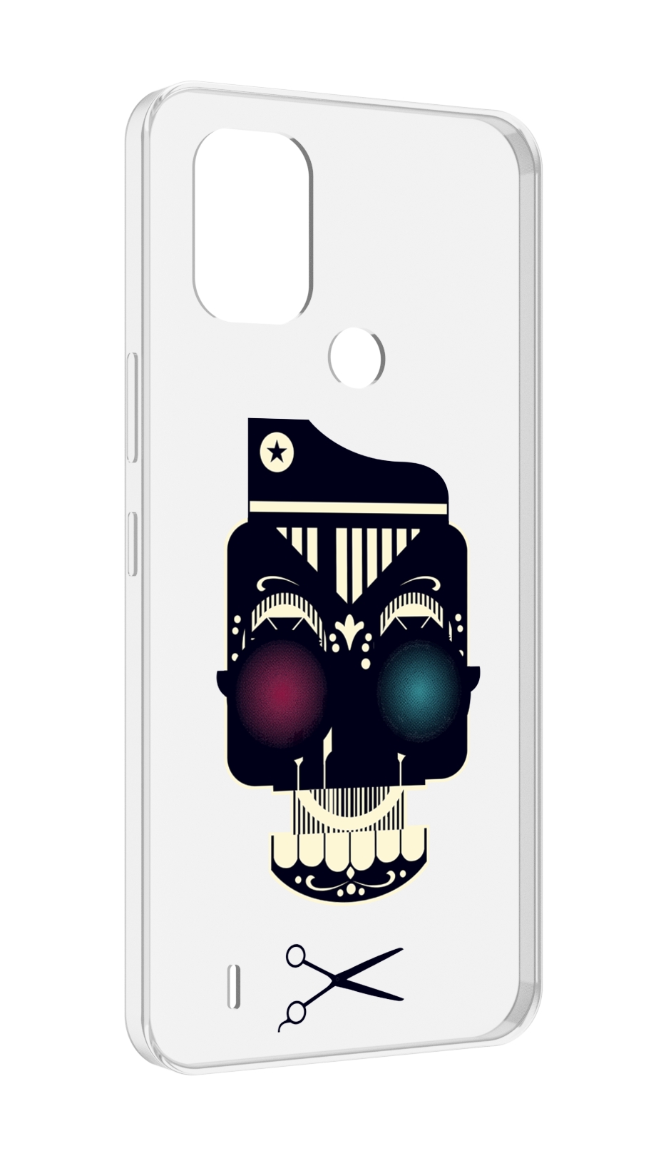 

Чехол MyPads черно белый скелет с яркими глазами для Nokia C31, Прозрачный, Tocco