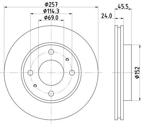 фото Диск тормозной д/автомобилей hyundai elantra(00-)/matrix(01-)передний d=257 trialli