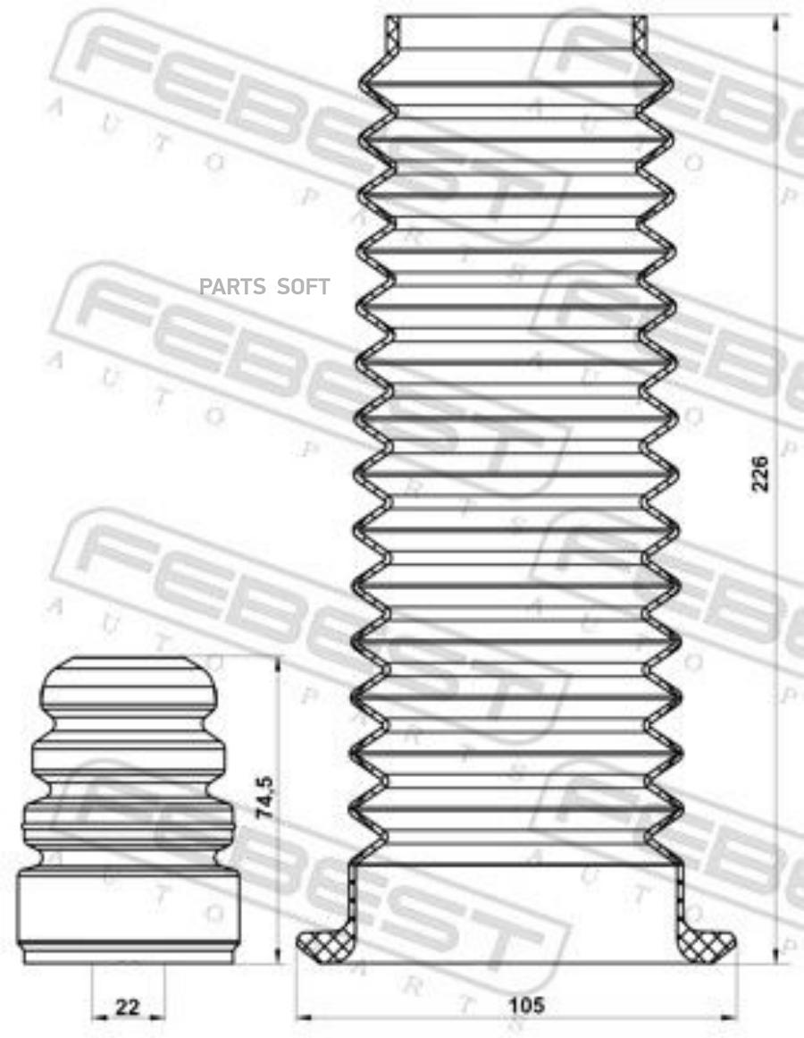 

Пыльник передн амортизатора с отбойником комплект FORD FIESTA CB1 2008- FDSHB-FSTVIIF-KIT