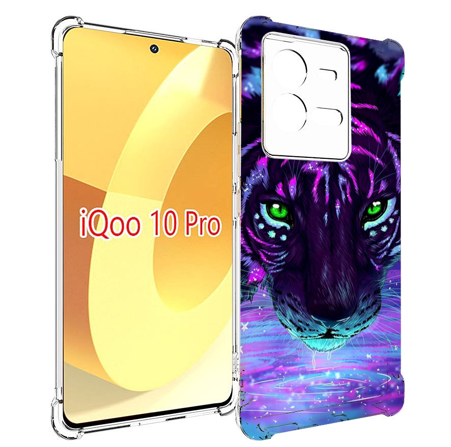 

Чехол MyPads Тигр-неон для Vivo iQOO 10 Pro, Прозрачный, Tocco