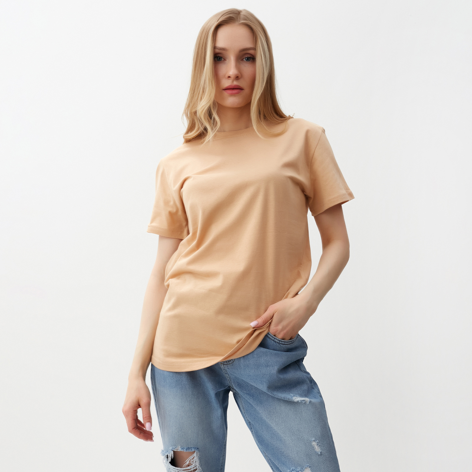 

Футболка женская NoBrand ATA collection бежевая 44 RU, Бежевый, ATA collection