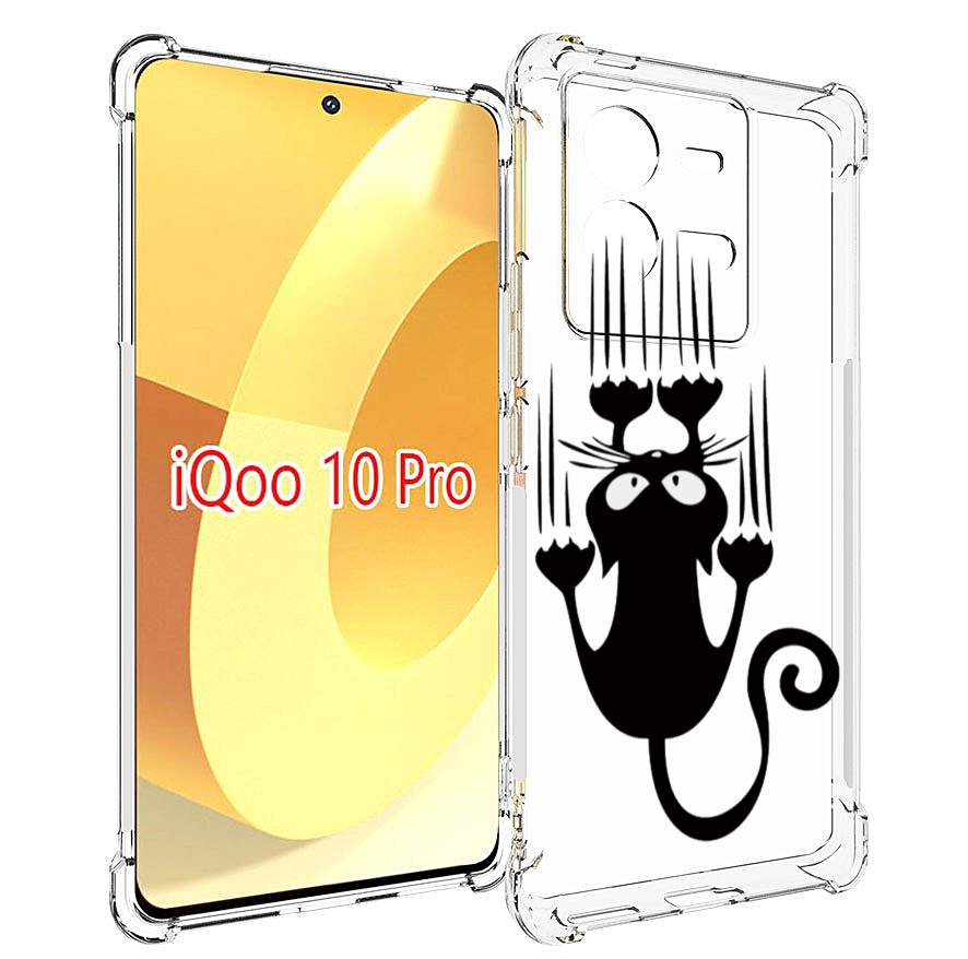 

Чехол MyPads Свисающий-кот для Vivo iQOO 10 Pro, Прозрачный, Tocco