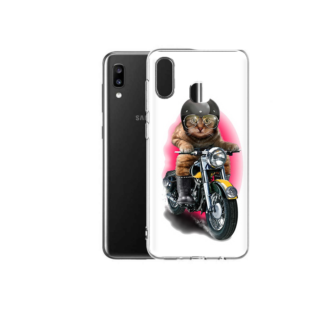 

Чехол MyPads Tocco для Samsung Galaxy A20 мото-кот, Прозрачный, Tocco