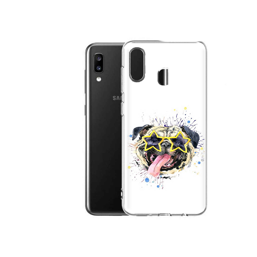 

Чехол MyPads Tocco для Samsung Galaxy A20 мопс боксер, Прозрачный, Tocco