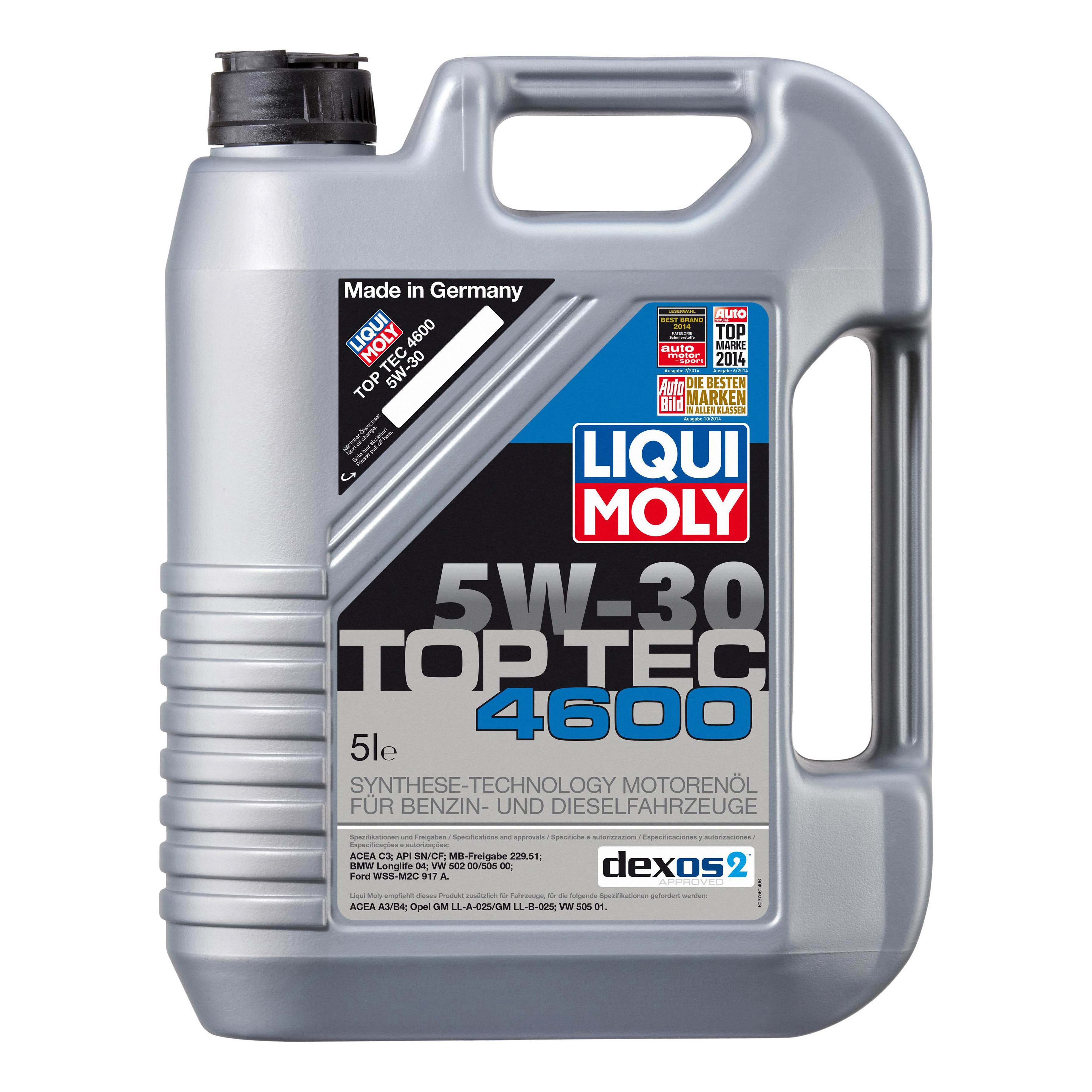 фото 5w-30 sn/cf top tec 4600 5л ( нс-синтетик.мотор.масло) liqui moly 8033