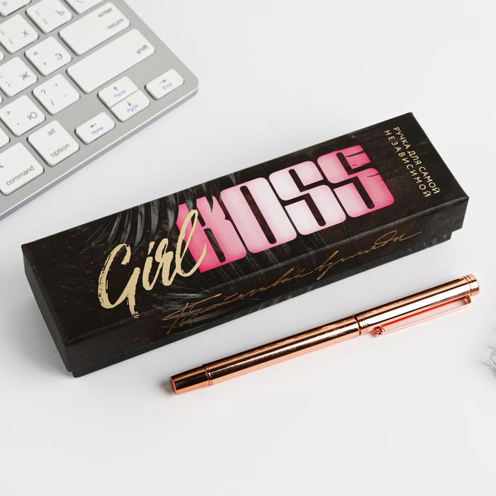 

Ручка розовое золото металл в подарочной коробке Girl Boss