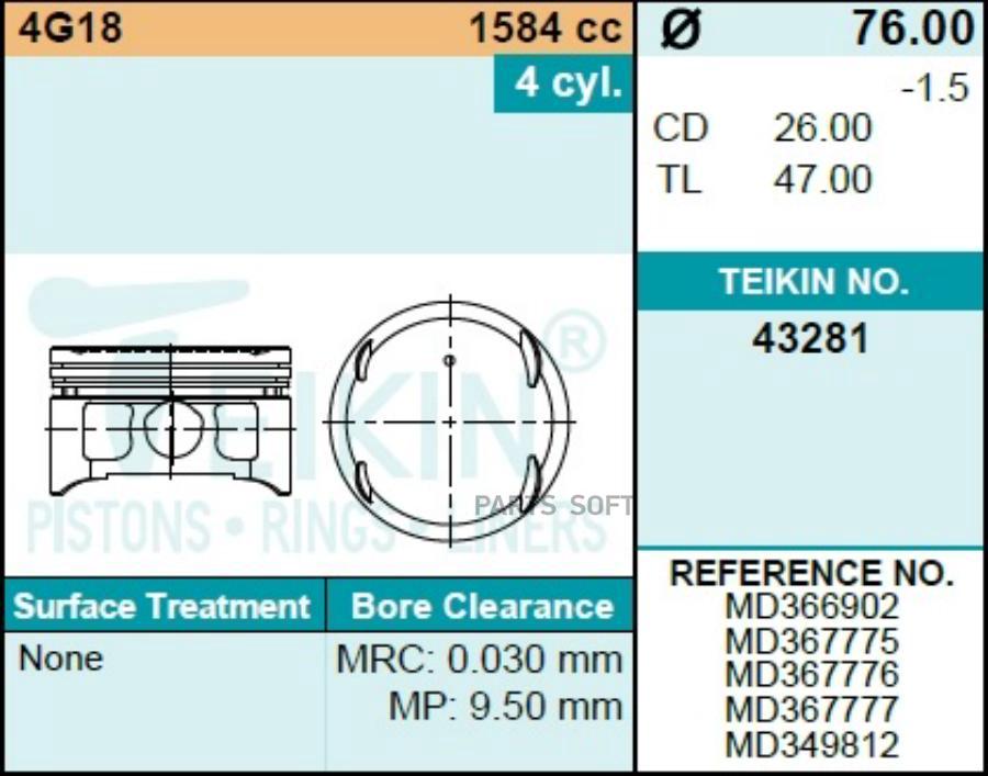 

Поршень Двигателя TEIKIN 43281050