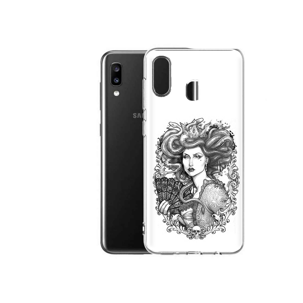 

Чехол MyPads Tocco для Samsung Galaxy A20 медуза черно белый, Прозрачный, Tocco