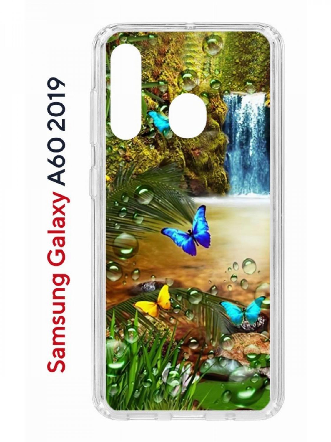 

Чехол на Samsung Galaxy A60 2019 с принтом Kruche Print Водопад противоударный бампер, Прозрачный;зеленый;голубой;коричневый, Самсунг Галакси А60