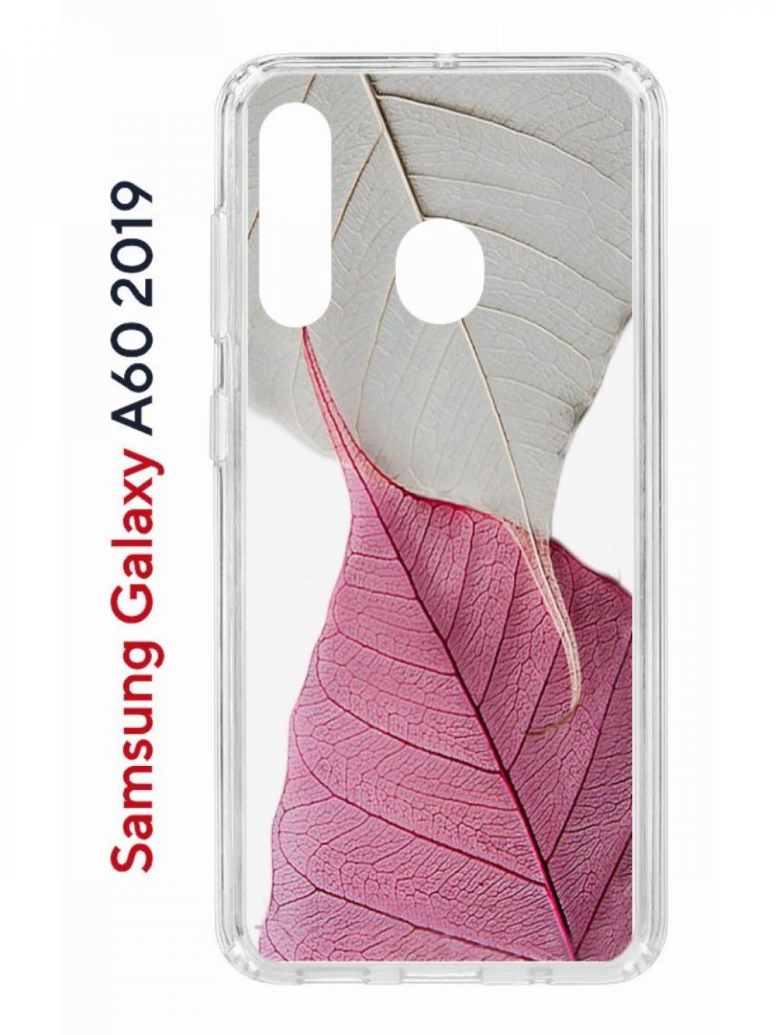 Чехол на Samsung A60 2019 с принтом Kruche Print Pink and white противоударный бампер