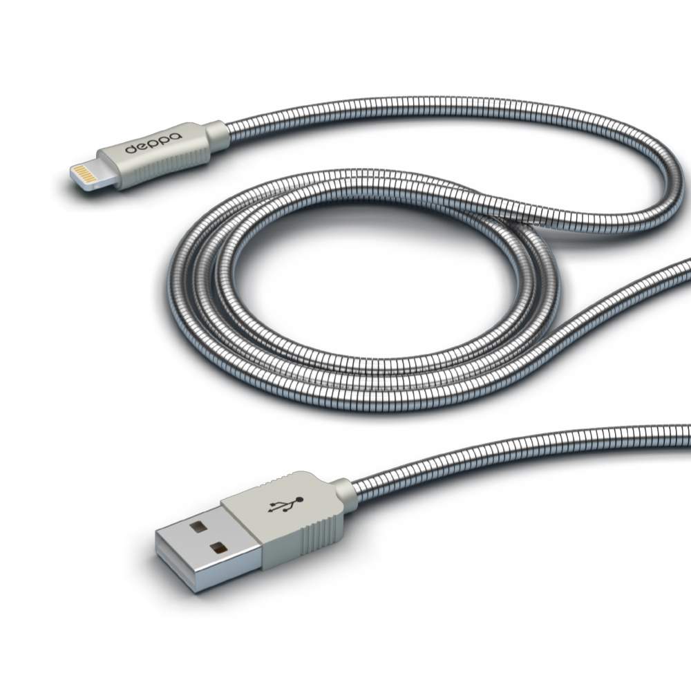 

Дата-кабель Deppa 72395 Steel USB - Lightning, алюминий, длина 1.2м, 72395-OZ