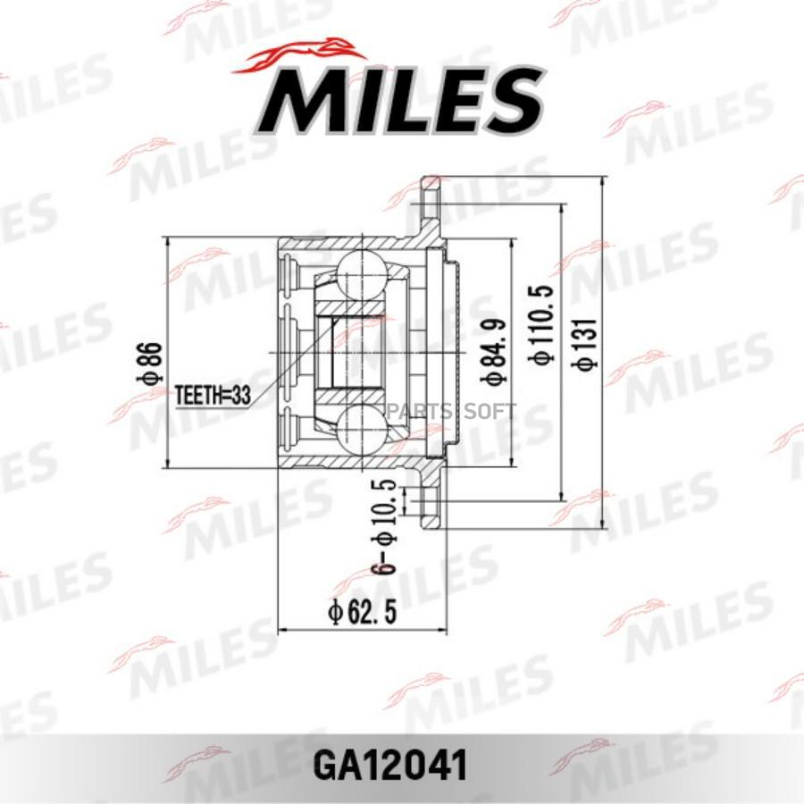 

Шрус Mitsubishi Pajero Ii/Sport I/L200 Iii-Iv 2.4d-3.0 91- Внутр.Прав. Miles арт. GA12041