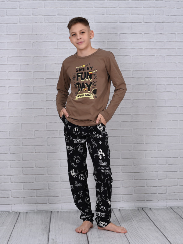 Пижама детская LIDEKO kids 467-21, черный графит, 146