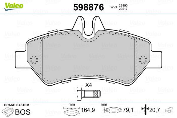 

Тормозные колодки Valeo задние 598876