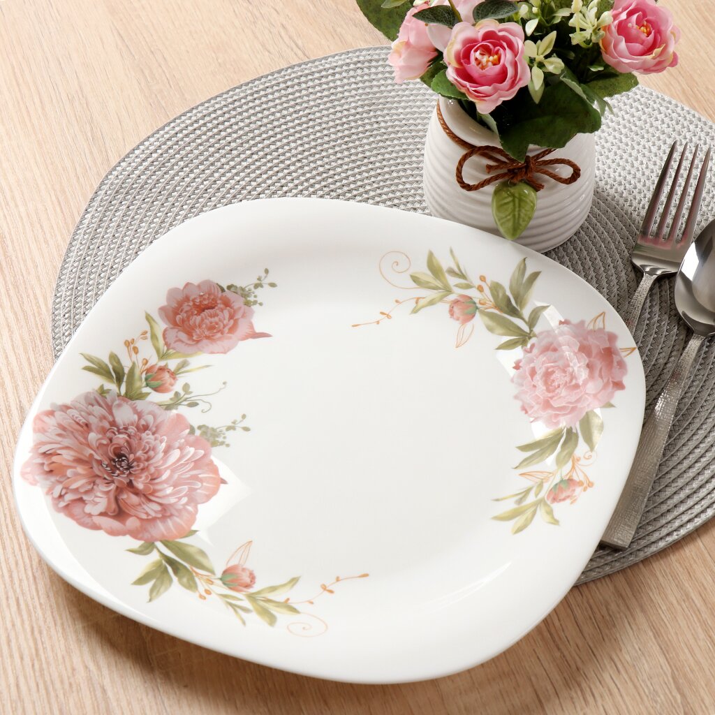 

Тарелка обеденная 26 см квадратная Пион Daniks FFP-115-K1306-2/NFP110T