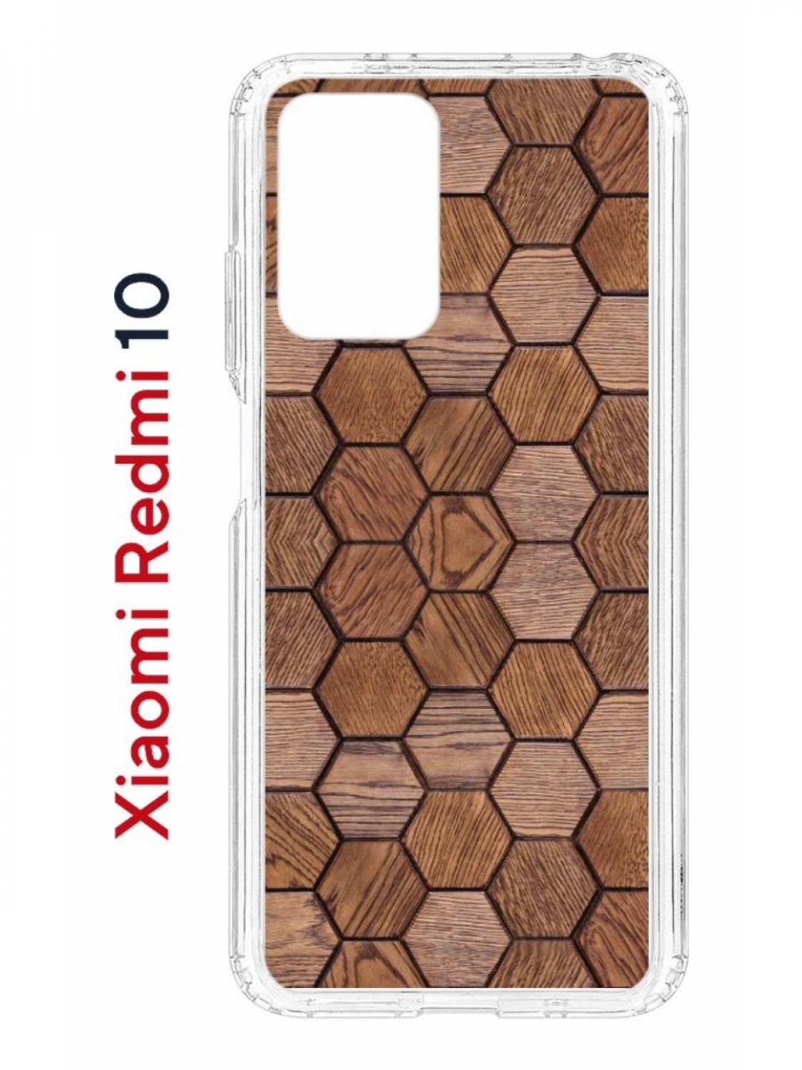 фото Чехол на xiaomi redmi 10/10 prime kruche print текстура орех,противоударный бампер кruче