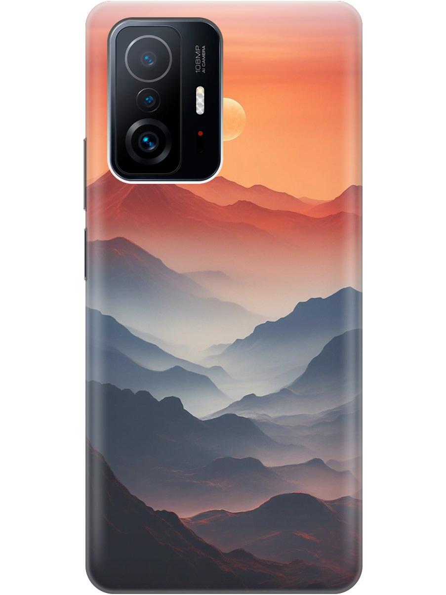 

Силиконовый чехол на Xiaomi 11T/11T Pro с принтом "Луна над горами", Прозрачный;оранжевый;черный, 732395210
