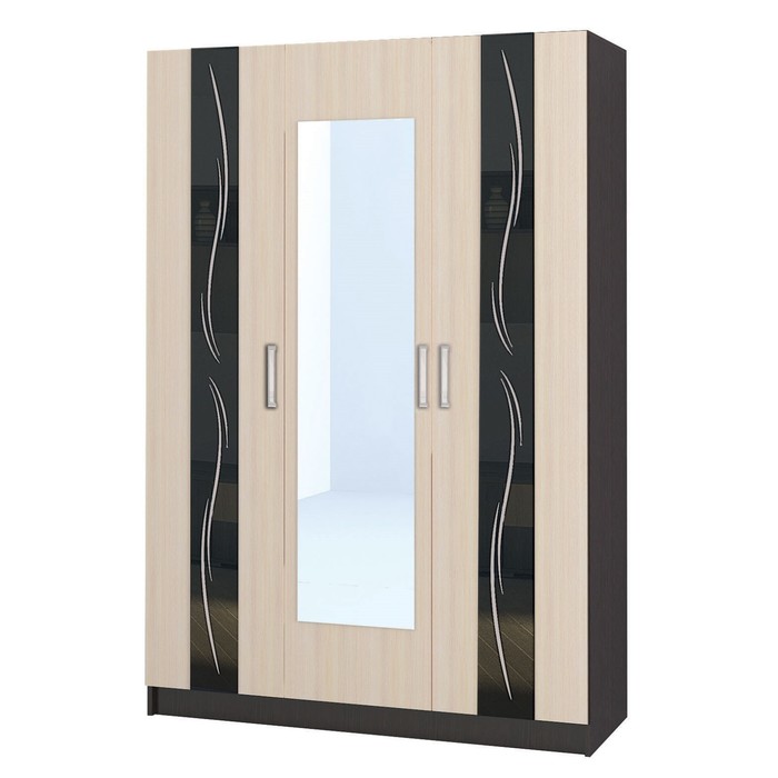 

Шкаф 3-х створчатый Эрика 1500x550x2200 венге/дуб молочный, Бежевый;черный