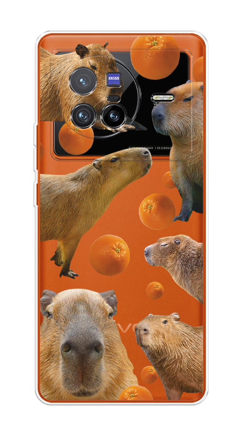 

Чехол на Vivo X80 "Капибара и апельсины", Бежевый;оранжевый, 266550-1