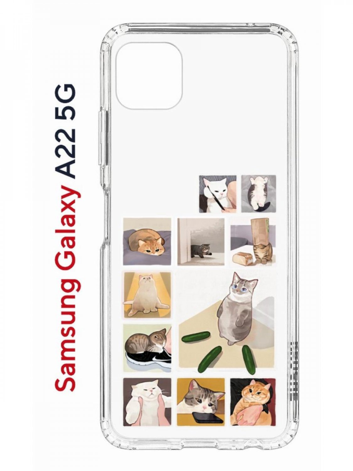 Чехол на Samsung Galaxy A22s 5G с принтом Kruche Print Коты-Мемы, противоударный бампер