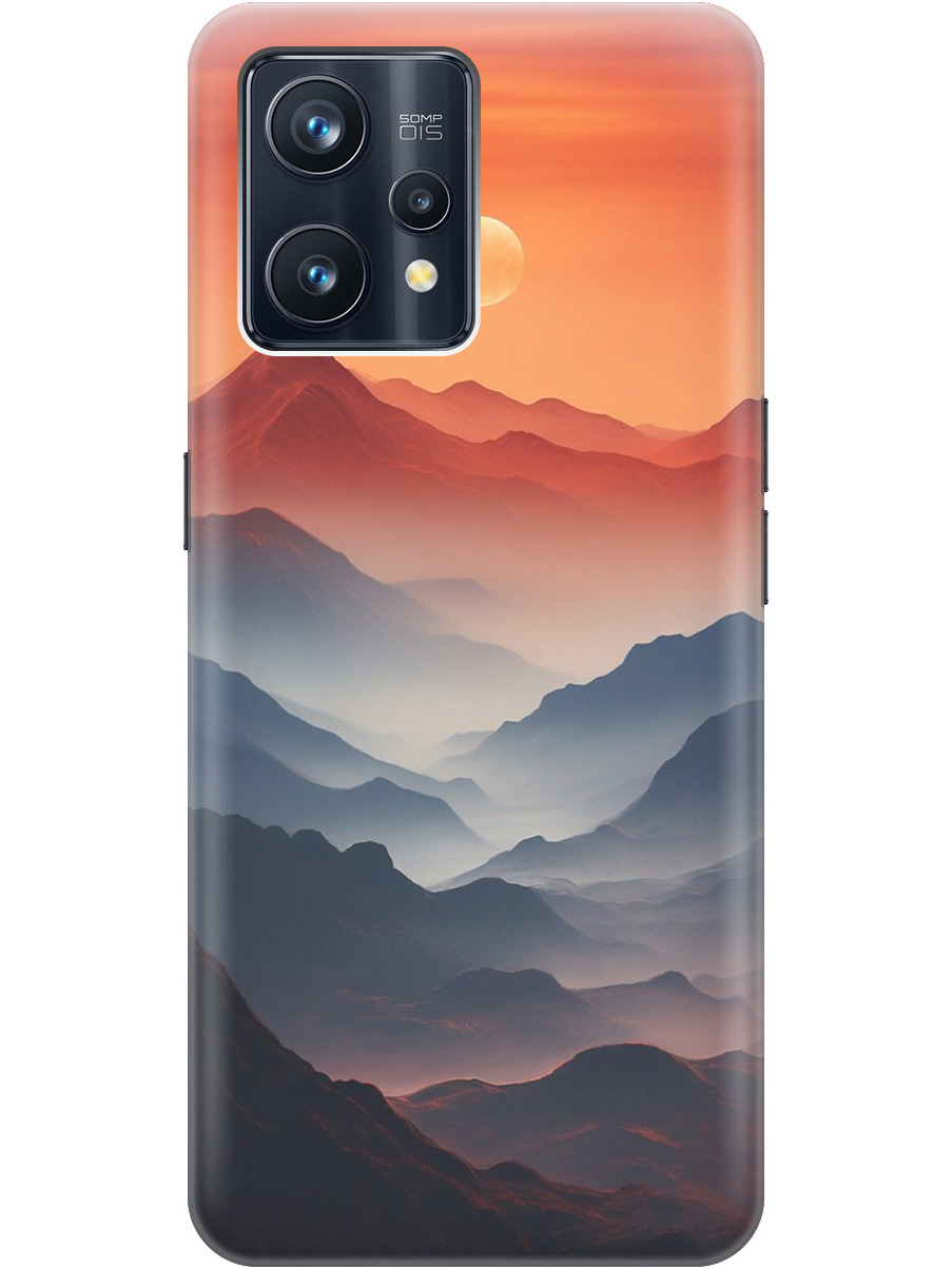 

Силиконовый чехол на Realme 9 Pro+ с принтом "Луна над горами", Прозрачный;оранжевый;черный, 740189610