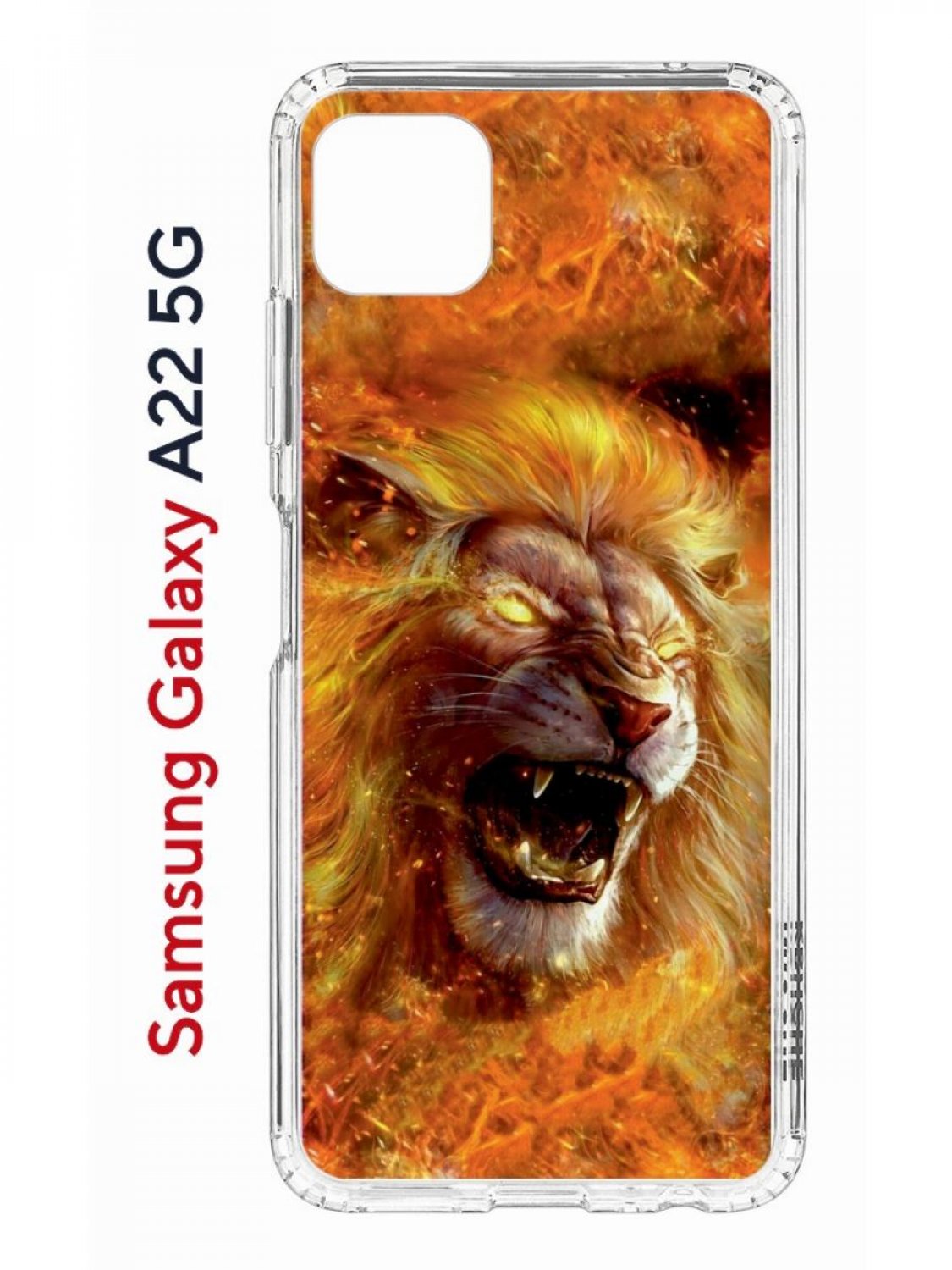 

Чехол на Samsung Galaxy A22s 5G с принтом Kruche Print Лев, противоударный бампер, Прозрачный;оранжевый;желтый;коричневый, Самсунг Галакси А22с 5джи